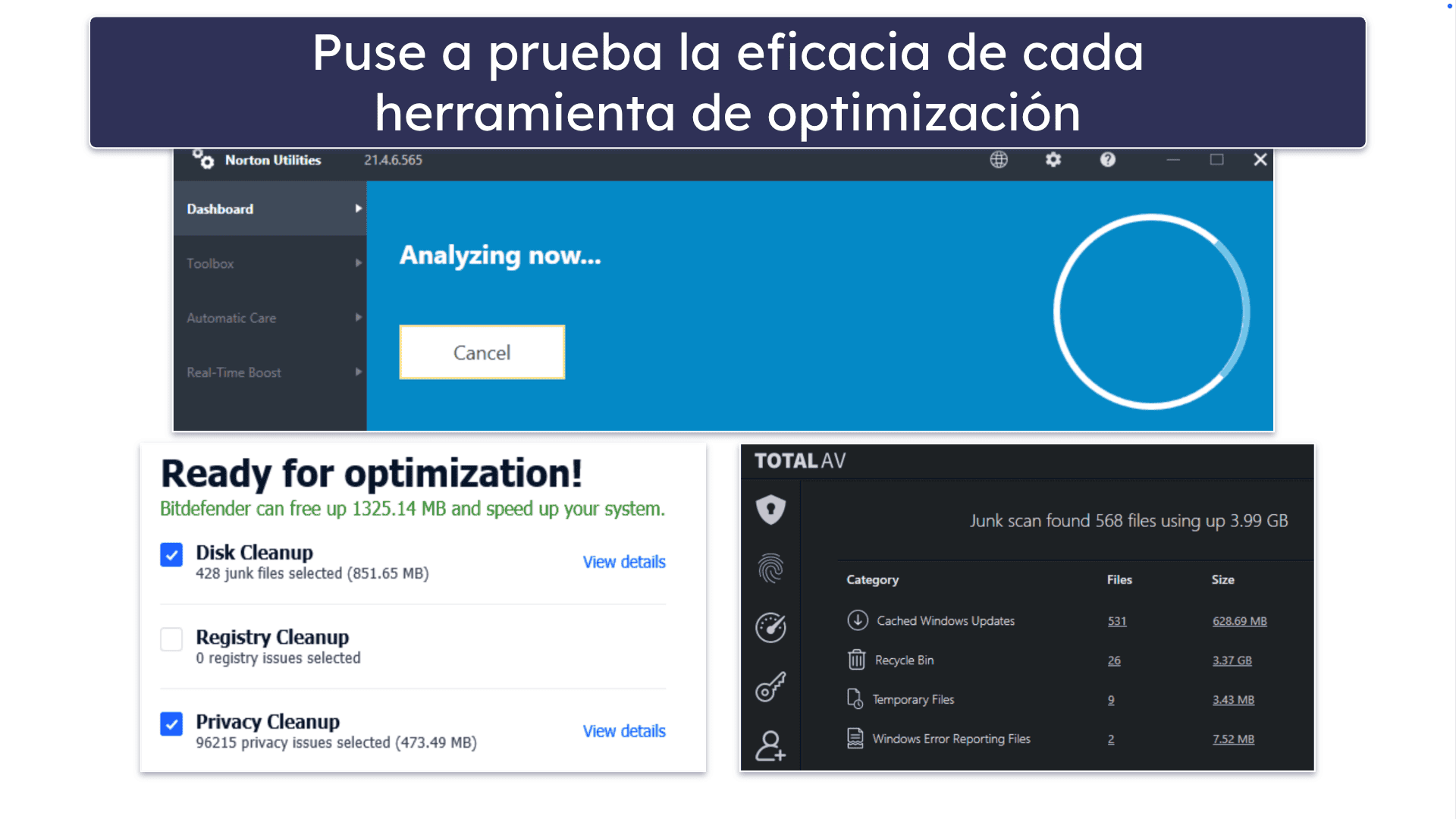 Metodología de las pruebas: criterios de comparación y clasificación
