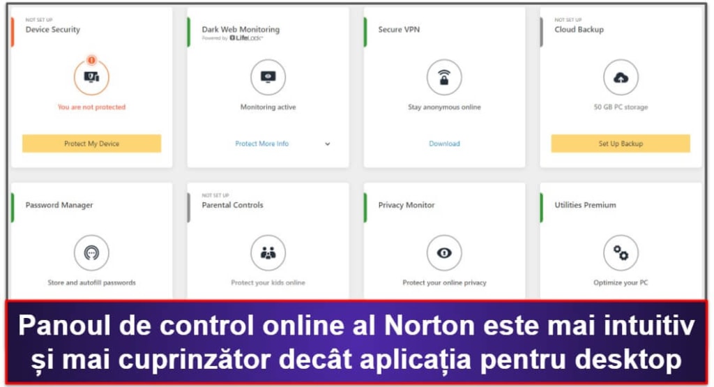 Norton 360 – Ușurință de utilizare și Configurare