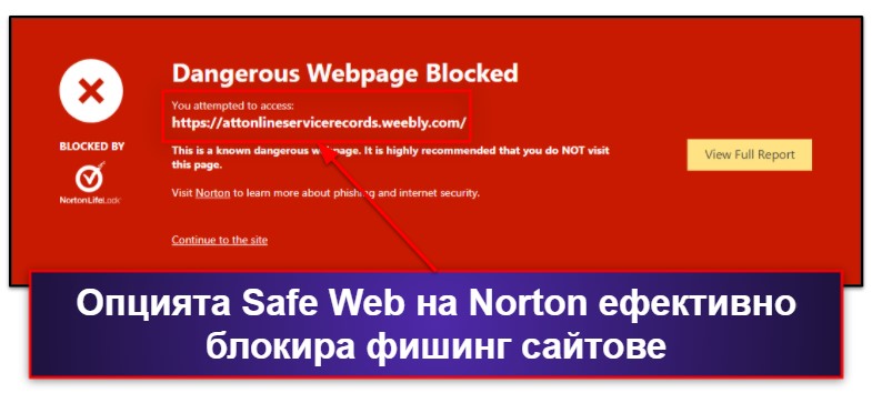 Опции за сигурност на Norton