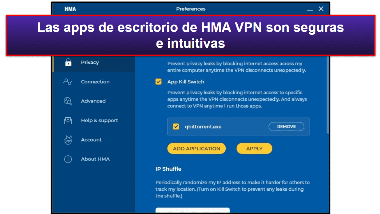 Facilidad de uso de HMA VPN: Apps móviles y de escritorio