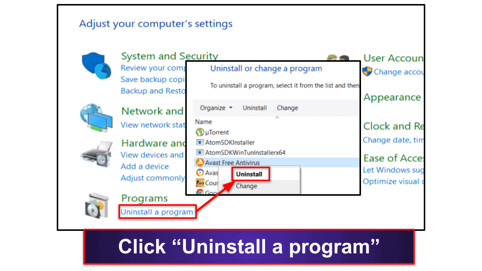 how to remove avast antivirus installer