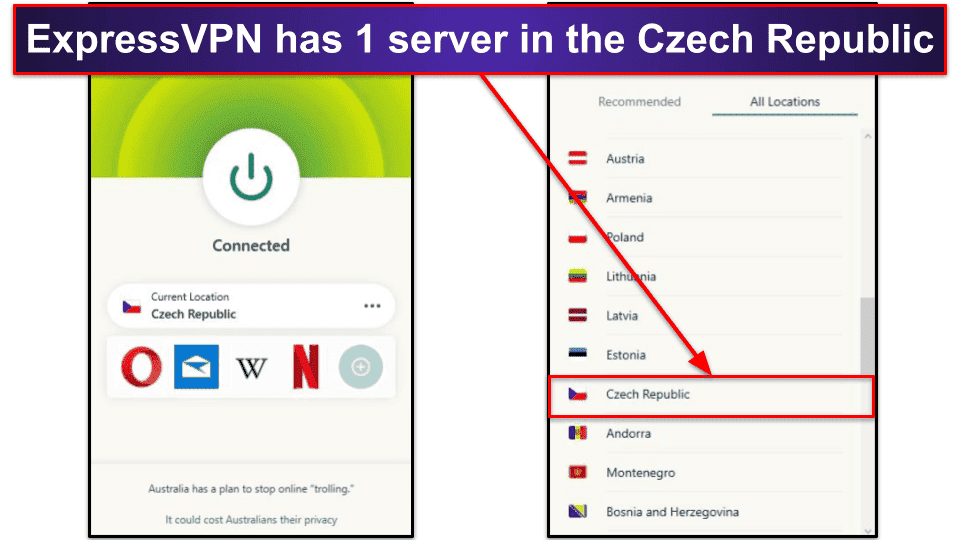 🥇1. ExpressVPN — Best VPN for Getting a Czech IP Address