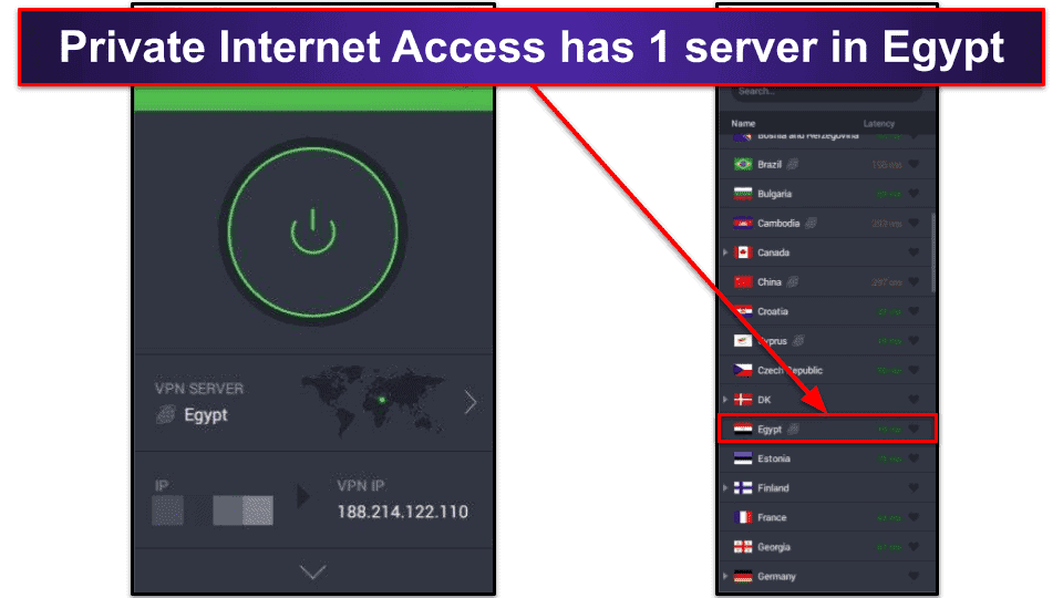 🥇1. Private Internet Access — Best VPN for Getting an Egyptian IP Address