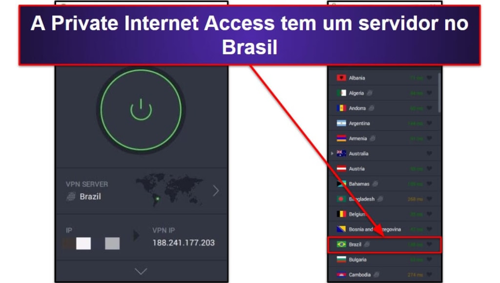 🥇1. Private Internet Access: melhor VPN para obter um endereço IP do Brasil