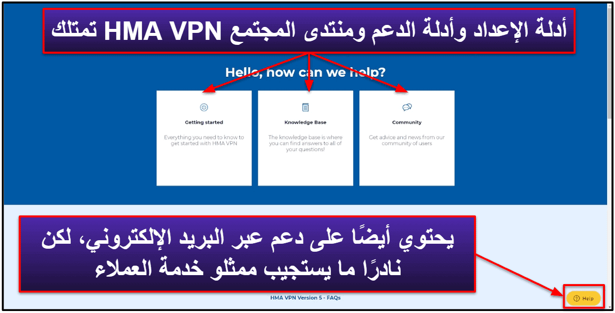 خدمة عملاء HMA VPN