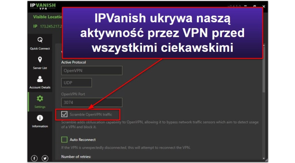 Funkcje IPVanish