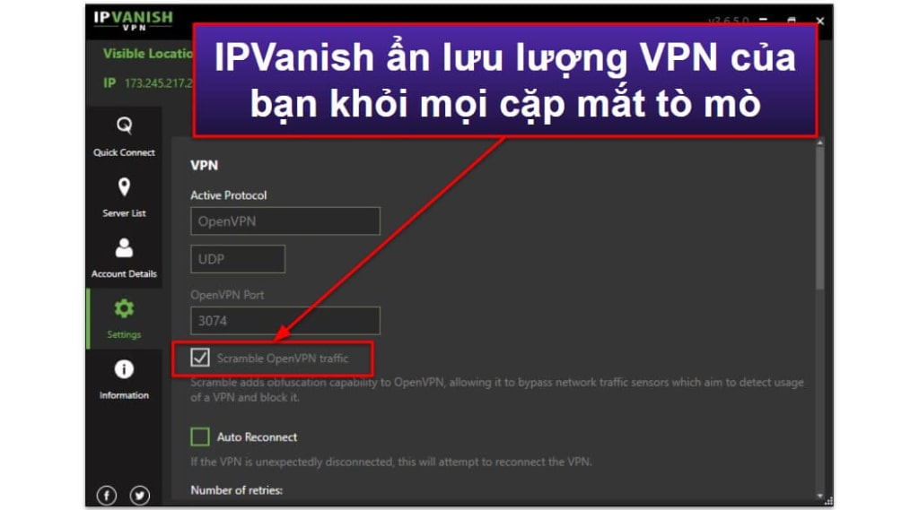 Các tính năng của IPVanish