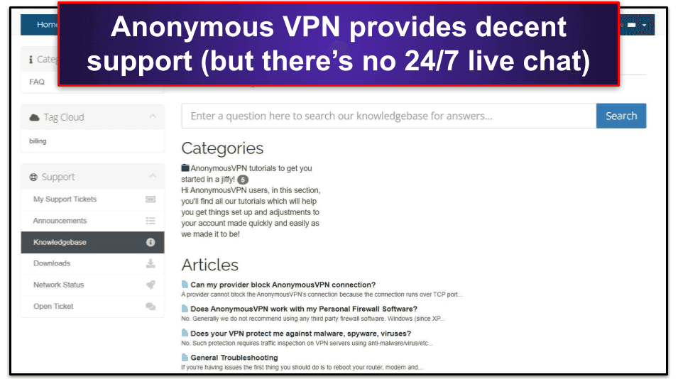 Anonymous VPN Customer Support