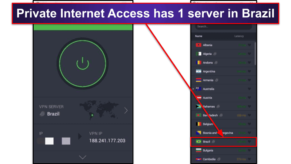 🥇1. Private Internet Access — Best VPN for Getting a Brazilian IP Address