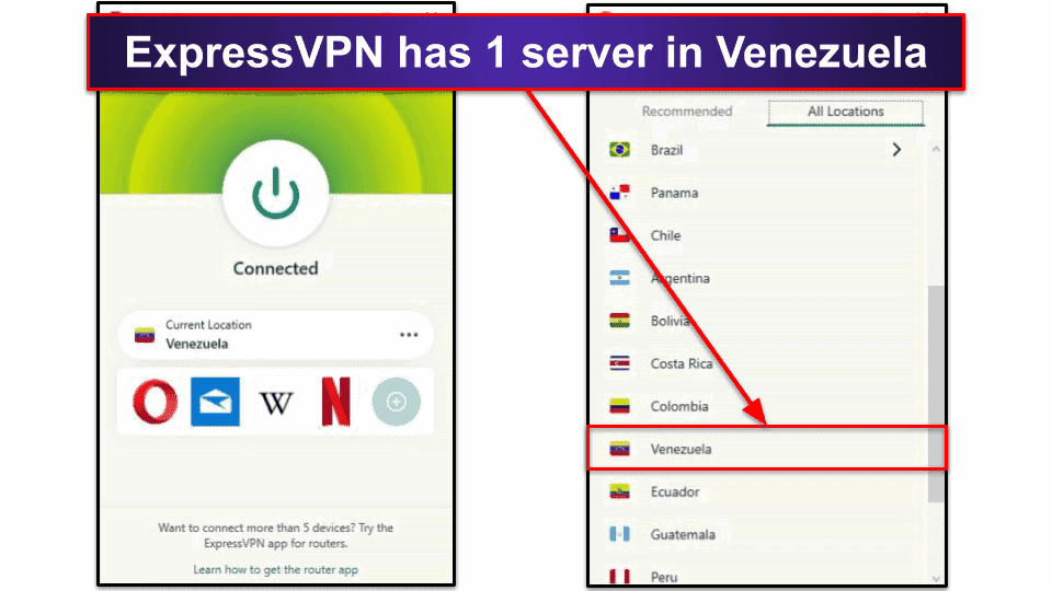 🥇 1. ExpressVPN — Best VPN for Getting a Venezuelan IP Address