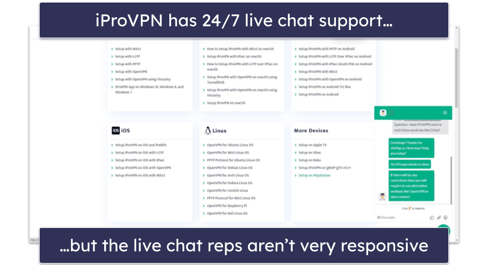 iProVPN Customer Support — Great Email Support + Okay Live Chat