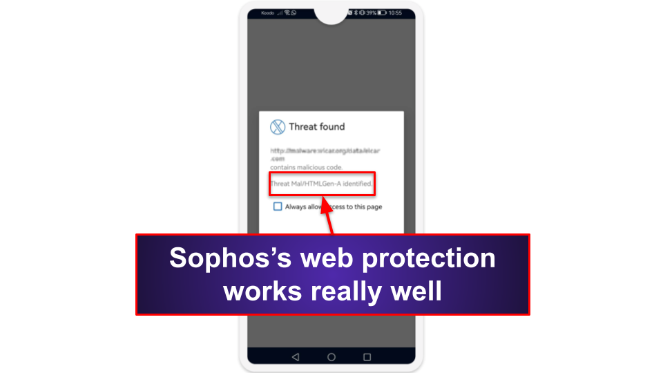 8. Sophos Intercept X for Mobile — Effective Free Antivirus With Customizable Protections
