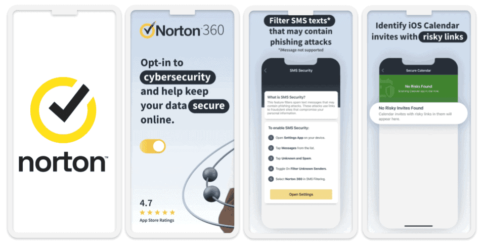 1.🥇 Norton Mobile Security — אפליקציית האנטי וירוס הפרימיום הטובה ביותר עבור iOS