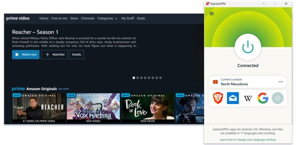🥇 1. ExpressVPN — Best VPN for Watching Amazon Prime Content