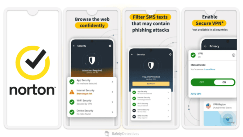 🥇1. Norton Mobile Security — Fejlett kibervédelmi funkciók Androidra