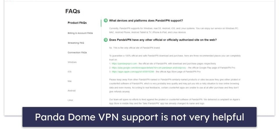 Panda Dome VPN Customer Support