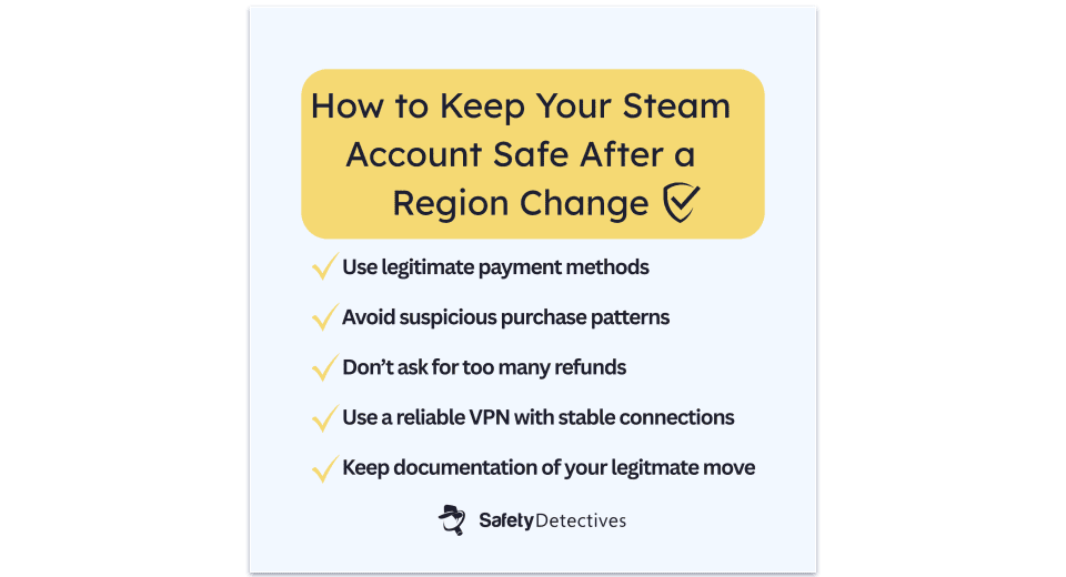 Tips to keep your Steam account safe after a region change