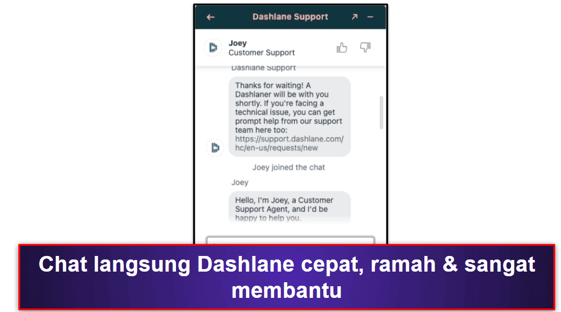 Dukungan Pelanggan Dashlane