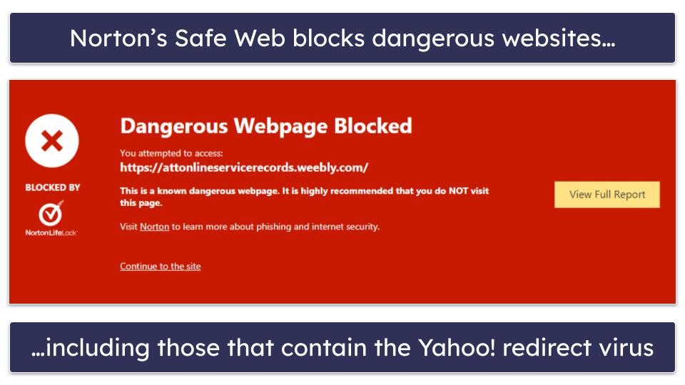 🥇1. Norton — Best Overall Antivirus for Removing Yahoo! Redirect