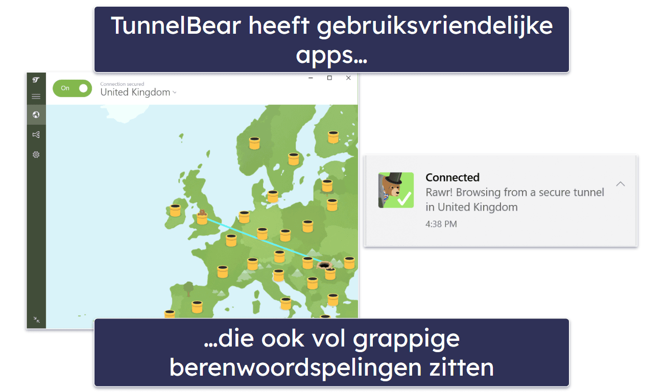 6. TunnelBear: Leuke en gebruiksvriendelijke interface