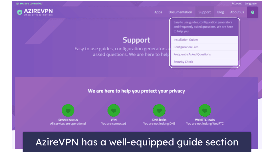 AzireVPN Customer Support — Limited (Few Support Channels)