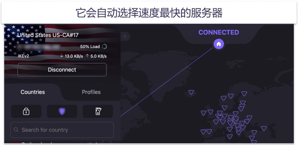 🥈 2. Proton VPN：免费 Mac VPN，不限流量、不限速