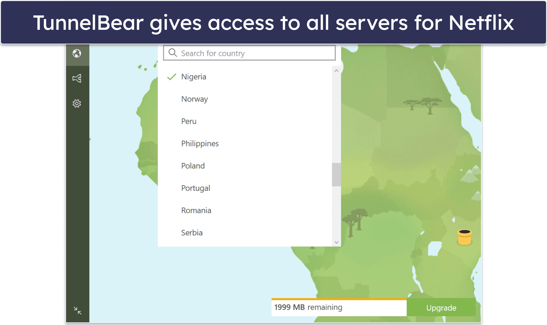 4. TunnelBear — Fun Free VPN for Netflix with Access to All Servers
