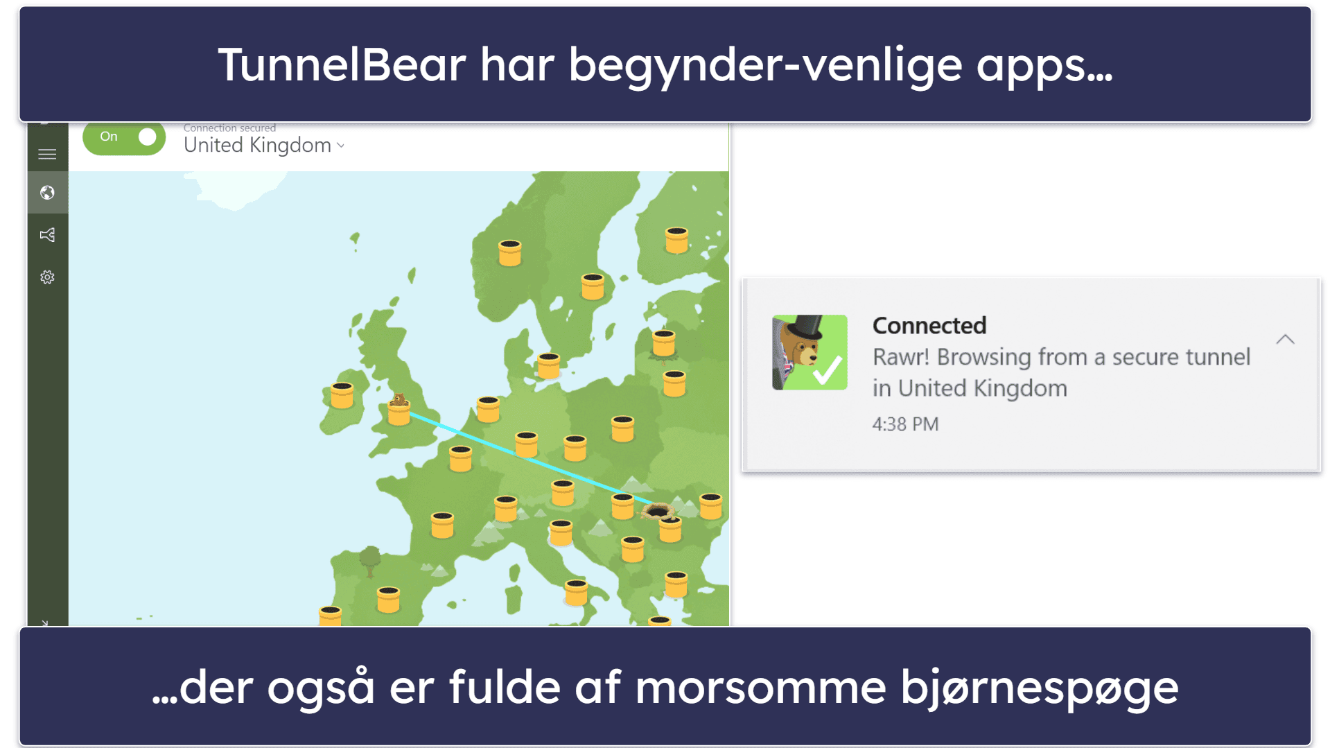6. TunnelBear: Sjovt og Brugervenligt Interface