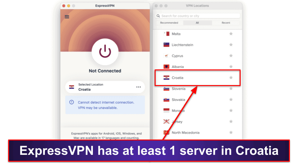 🥇1. ExpressVPN — Best VPN for Getting a Croatian IP Address