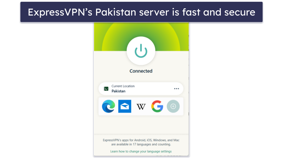 🥇1. ExpressVPN — Best All-Around VPN for Pakistan in 2024