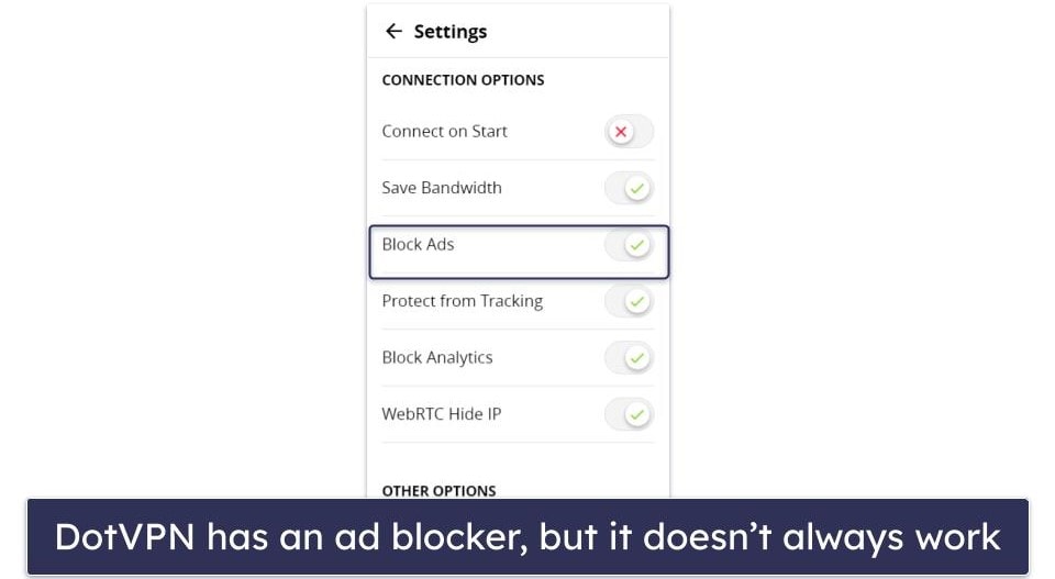 DotVPN Features — Missing Vital Tools Like a Kill Switch & Leak Protection