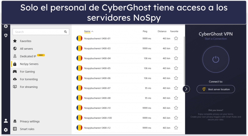 🥉 3. CyberGhost VPN: aplicaciones personalizables y servidores orientados a la privacidad para navegar por porno