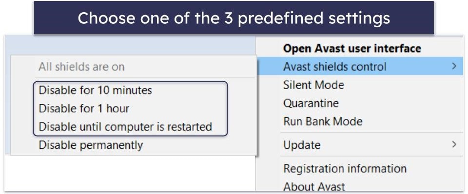 How to Temporarily Disable Avast Features