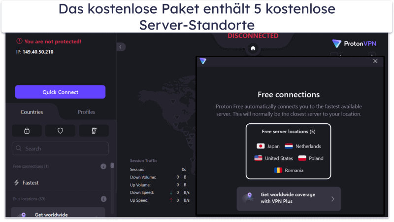 6. Proton VPN: bestes kostenlose Paket, um auf Porno-Websites zu surfen