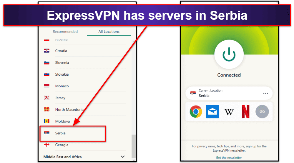 🥇1. ExpressVPN — Best VPN for Getting a Serbian IP Address