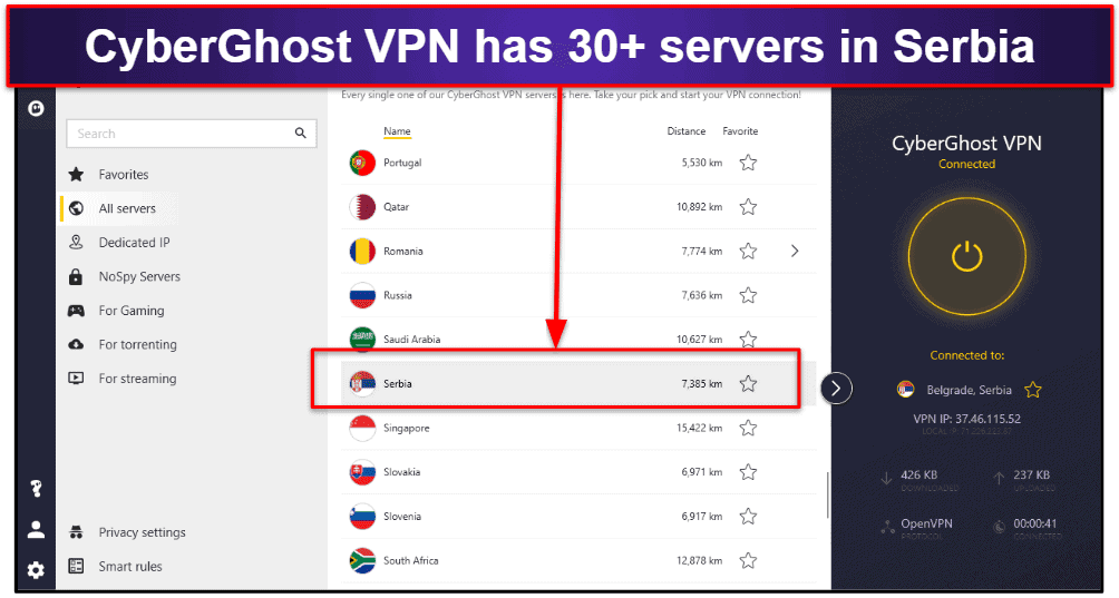 🥈 2. CyberGhost VPN — Best VPN for Beginners
