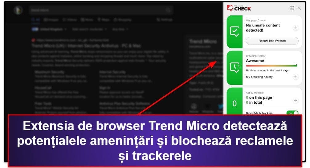 9. Trend Micro — Cea mai bună extensie pentru securitatea browserelor