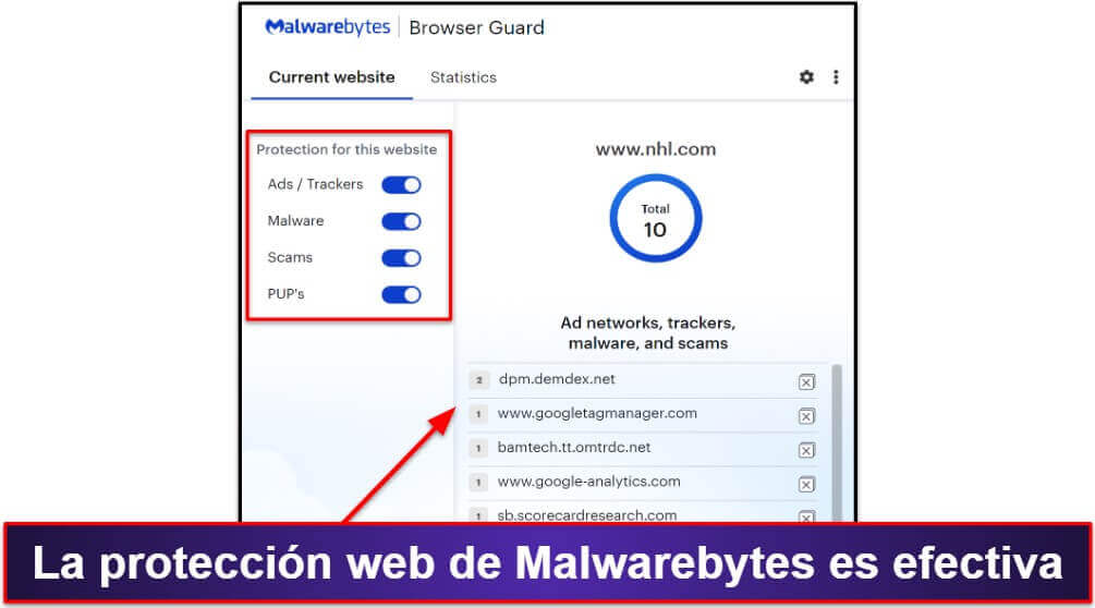 10. Malwarebytes — Antivirus Minimalista (Con una Buena Protección Web)