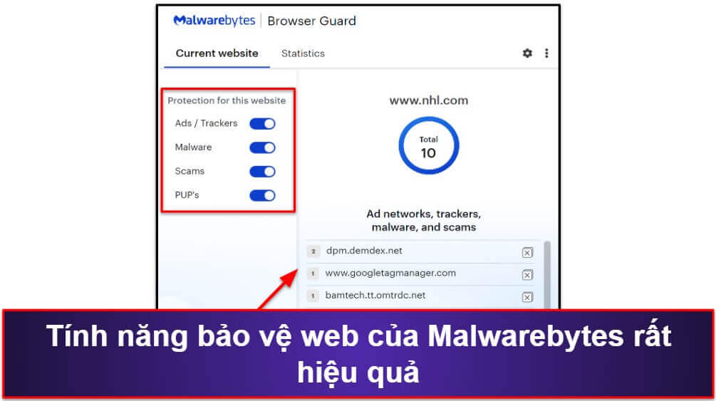 10. Malwarebytes — Phần mềm diệt virus tối giản (với khả năng bảo vệ web tốt)
