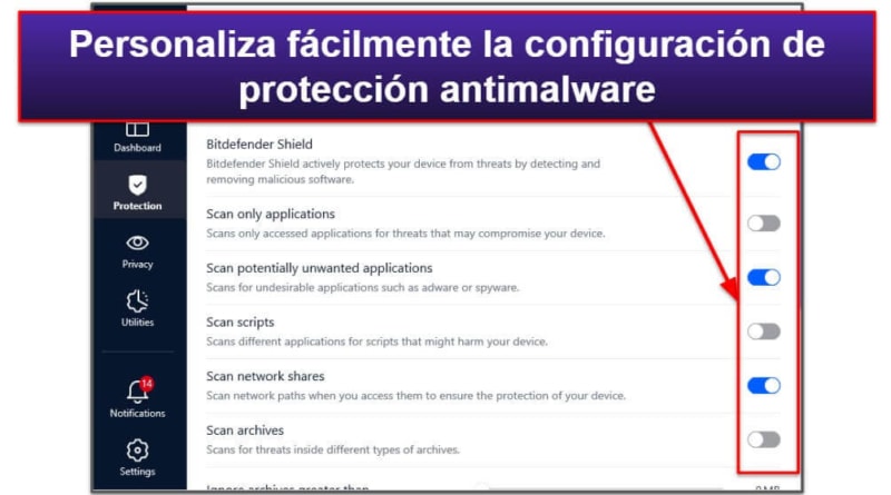 🥈2. Bitdefender Total Security: Es el mejor antivirus para hacer análisis ligeros e incluye muchas funciones extra