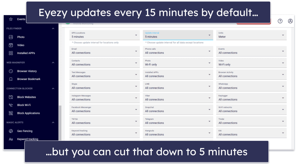 Eyezy Ease of Use — Well-Organized on Mobile & Web