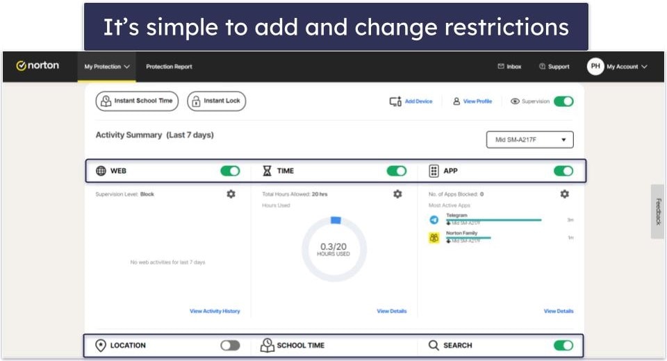 Norton Family Ease of Use — Very Intuitive With Helpful Explanations