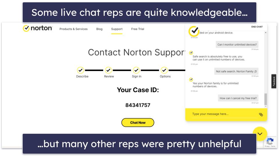 Norton Family Customer Support — Reps Lack Some Knowledge