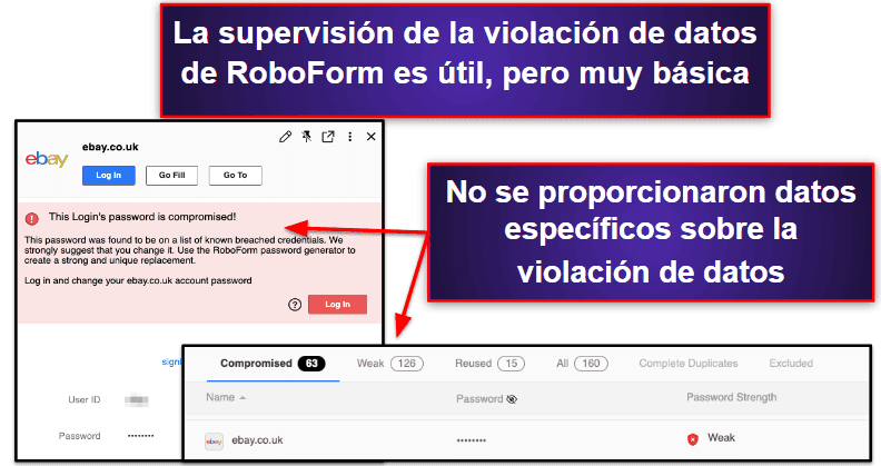 Funciones de seguridad de RoboForm