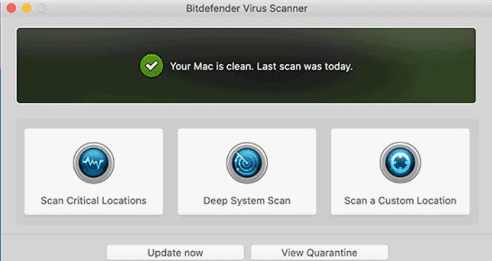 5. Bitdefender Virus Scanner for Mac — สแกนเนอร์ขนาดเล็กที่ดีที่สุดสำหรับผู้ใช้ Mac