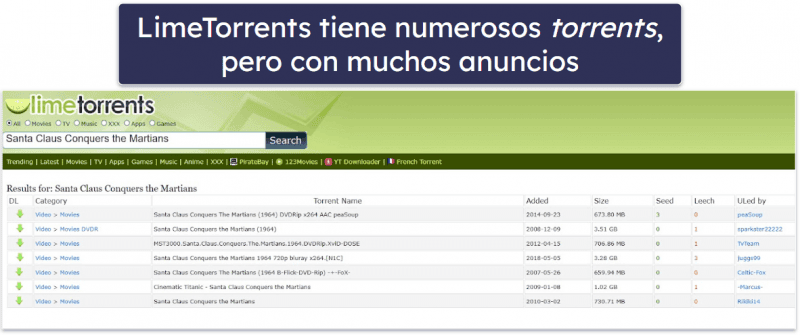 8. LimeTorrents