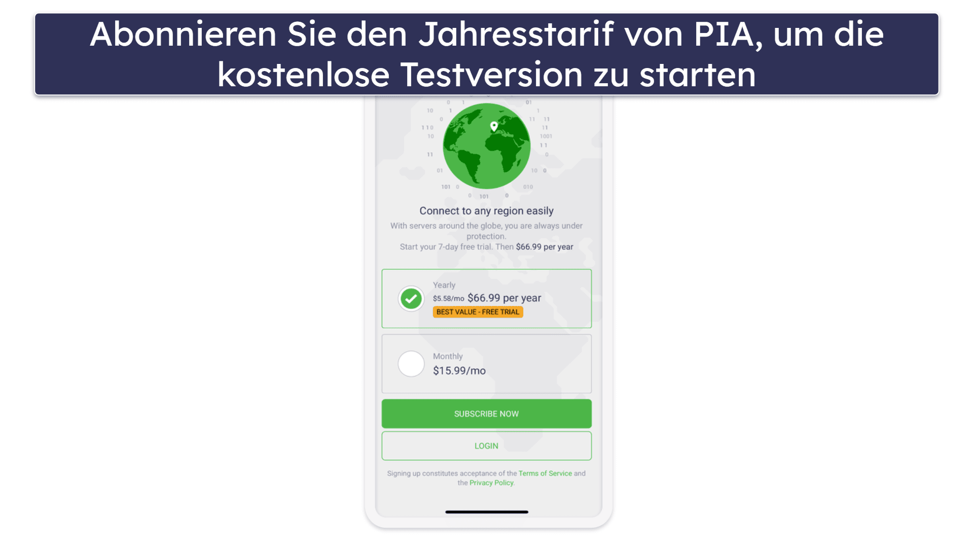 🥉 3. Private Internet Access — 7-Tage-Testversion auf mobilen Apps mit großartigen Torrent-Funktionen