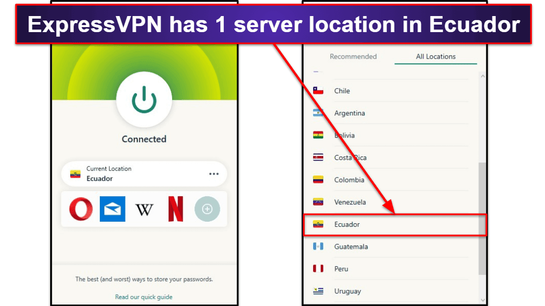 🥇1. ExpressVPN — Best VPN for Getting an Ecuadorian IP Address