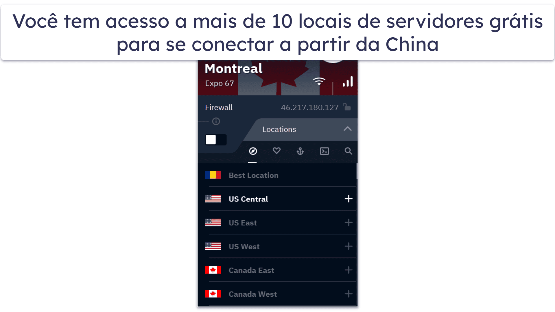 🥉3. Windscribe: Boa seleção de servidores grátis para a China