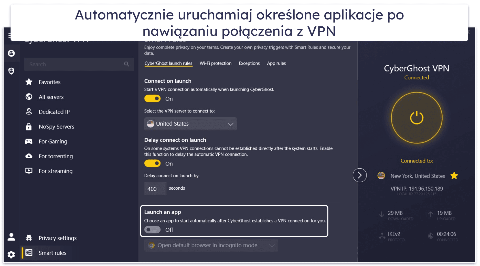 🥉3. CyberGhost VPN: Doskonały do strumieniowania i gier